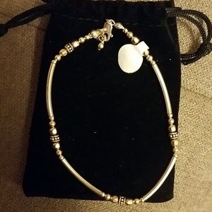 NEW Sterling Silver w Gold Accent Ankle Bracelet